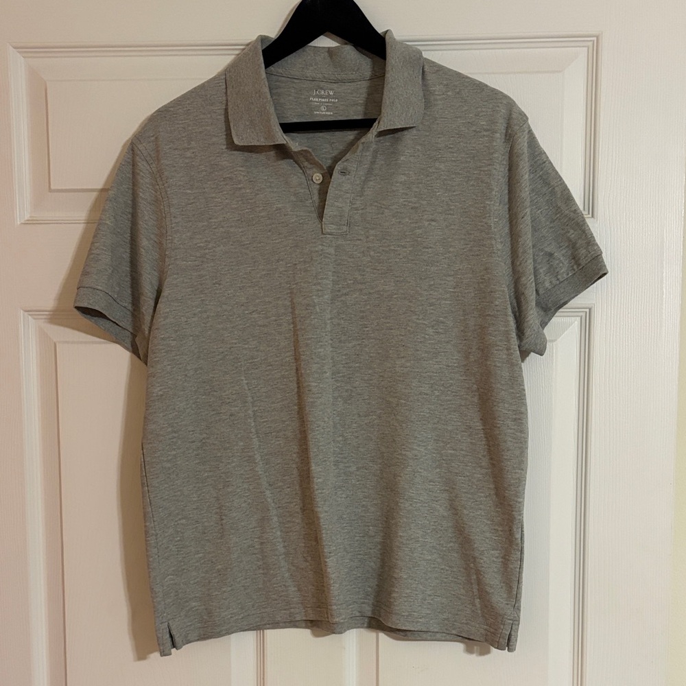 J. Crew Men's Flex Pique Polo Shirt -  Heather Grey - Size Large